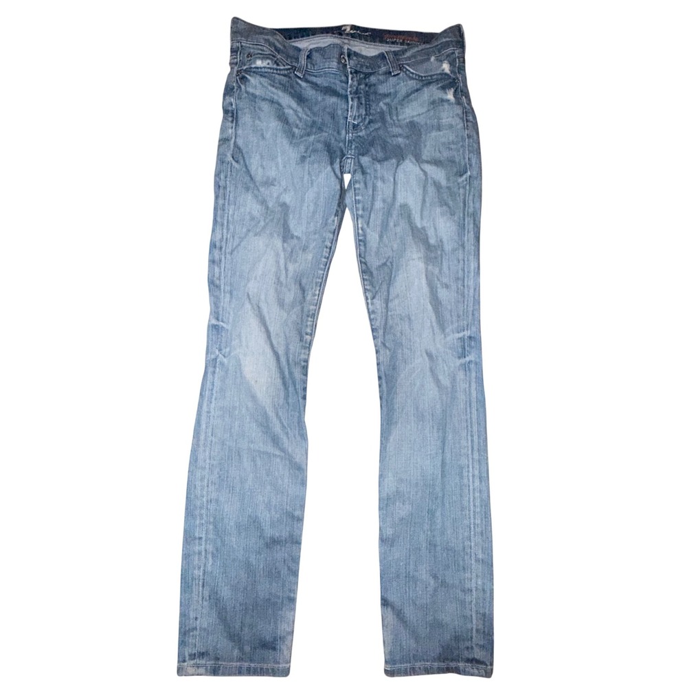 7 For All Mankind Guinevere 27 Blue Super Skinny Low Rise Y2K Indie Sleaze Jeans